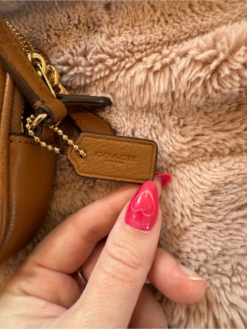 Coach Pebbled Leather Crossbody in Cognac Brown/Gold Hardware - Picture 5 of 5